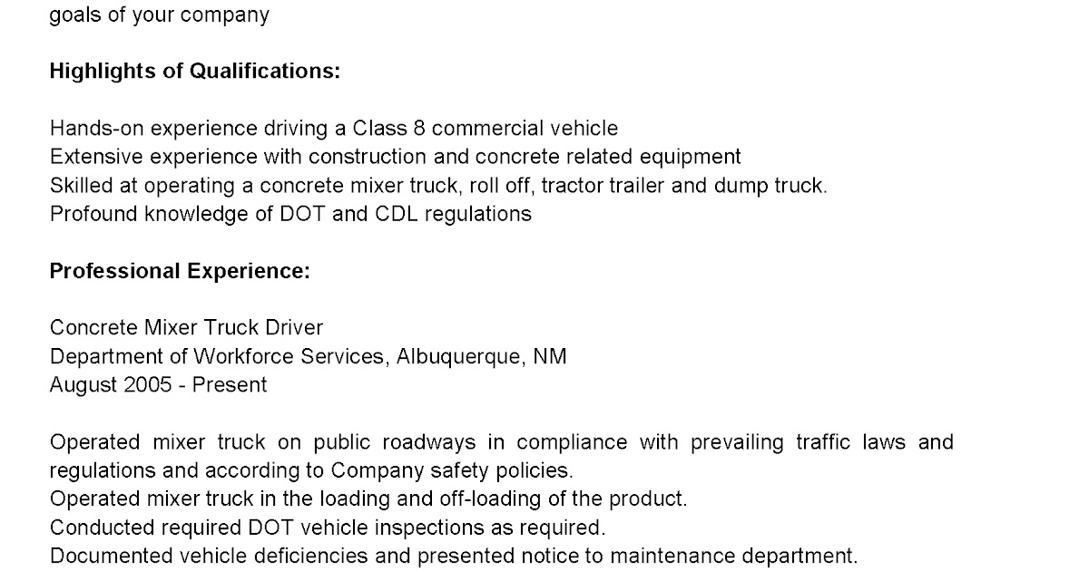 truck driving resumes