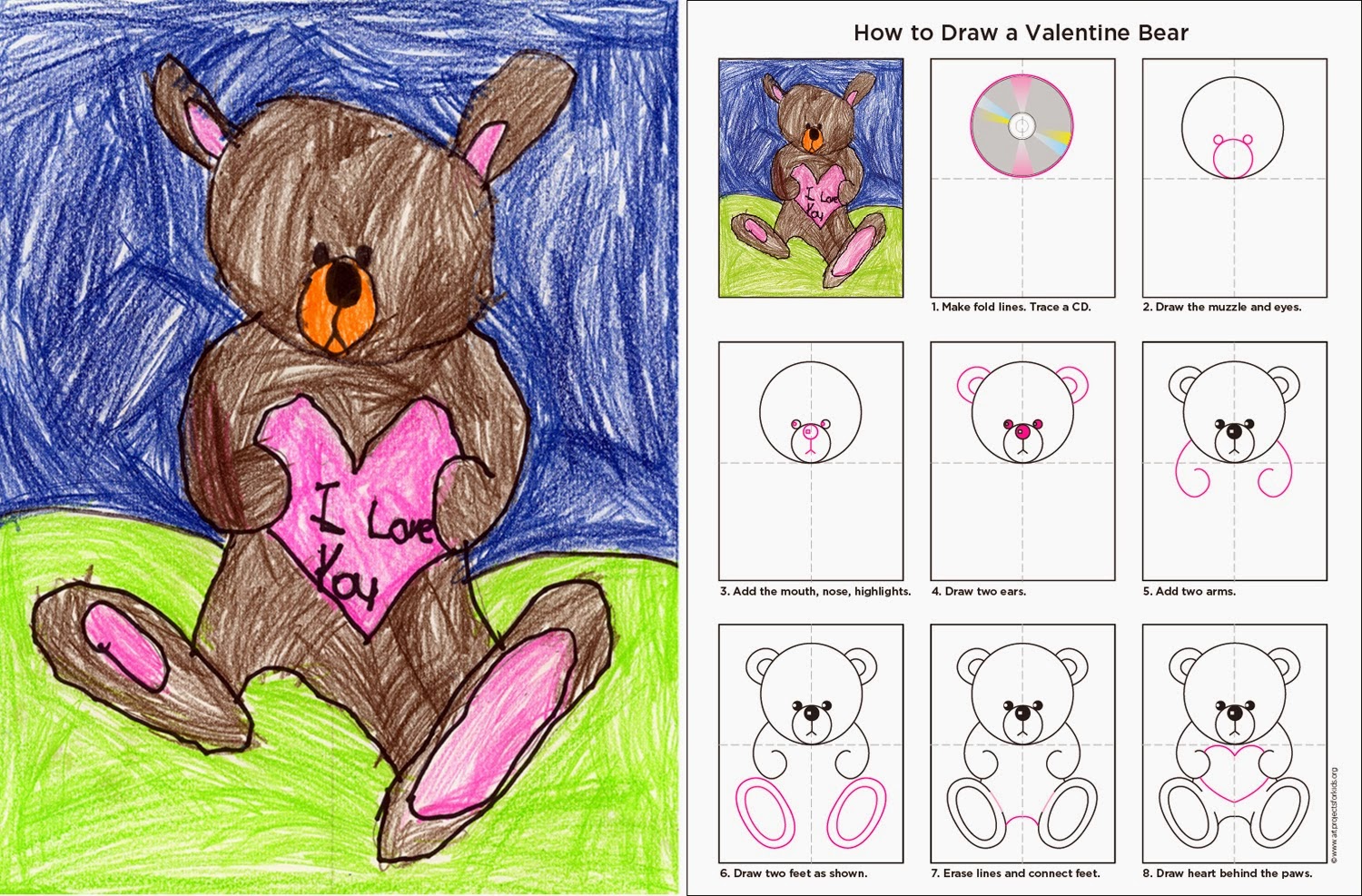 http://artprojectsforkids.me/wp-content/uploads/2014/01/How-to-Draw-a-Valentine-Bear.pdf