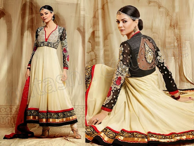 Sushmita Sen Designers Anarkali Suits 2013-14 By Narasha Couture