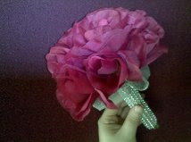 Fuscha Rose bridesmaid bouquet w/bling handle