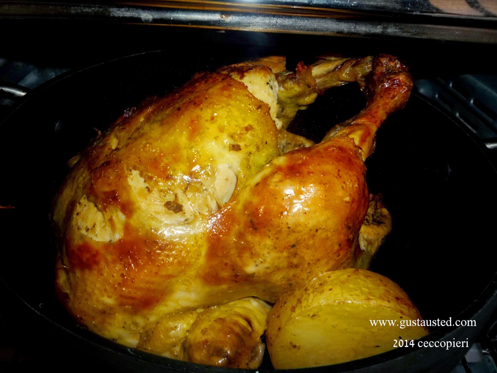 ¿Gusta Usted? Pollo Rostizado al horno con papas. Sencillo y sabroso