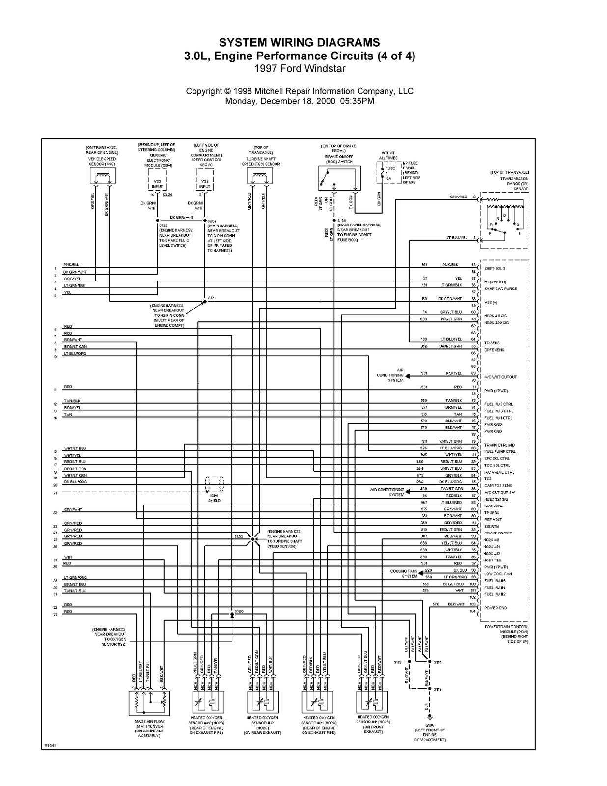 1997 Ford Windstar Complete System Wiring Diagrams