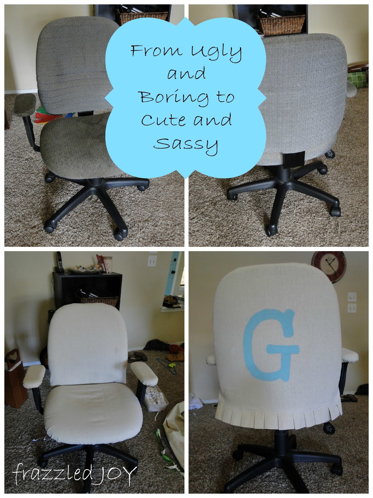 Desk Chair Transformation {from ugly and boring to cute and sassy}