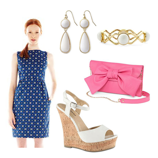 joe fresh, jcpenney, spring, dress, outfit, pink, bow, lulu guinness, purse, liz claiborne