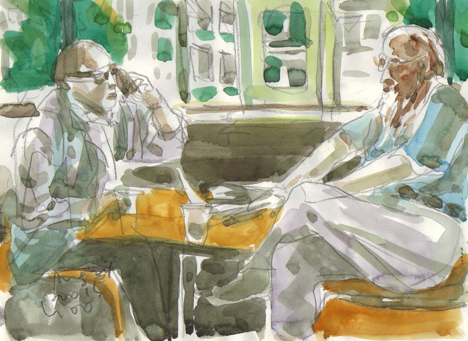 Old Men Talking In Mcdonalds Urban Sketchers