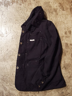 engineered garments coverall jacket in navy wool uniform serge