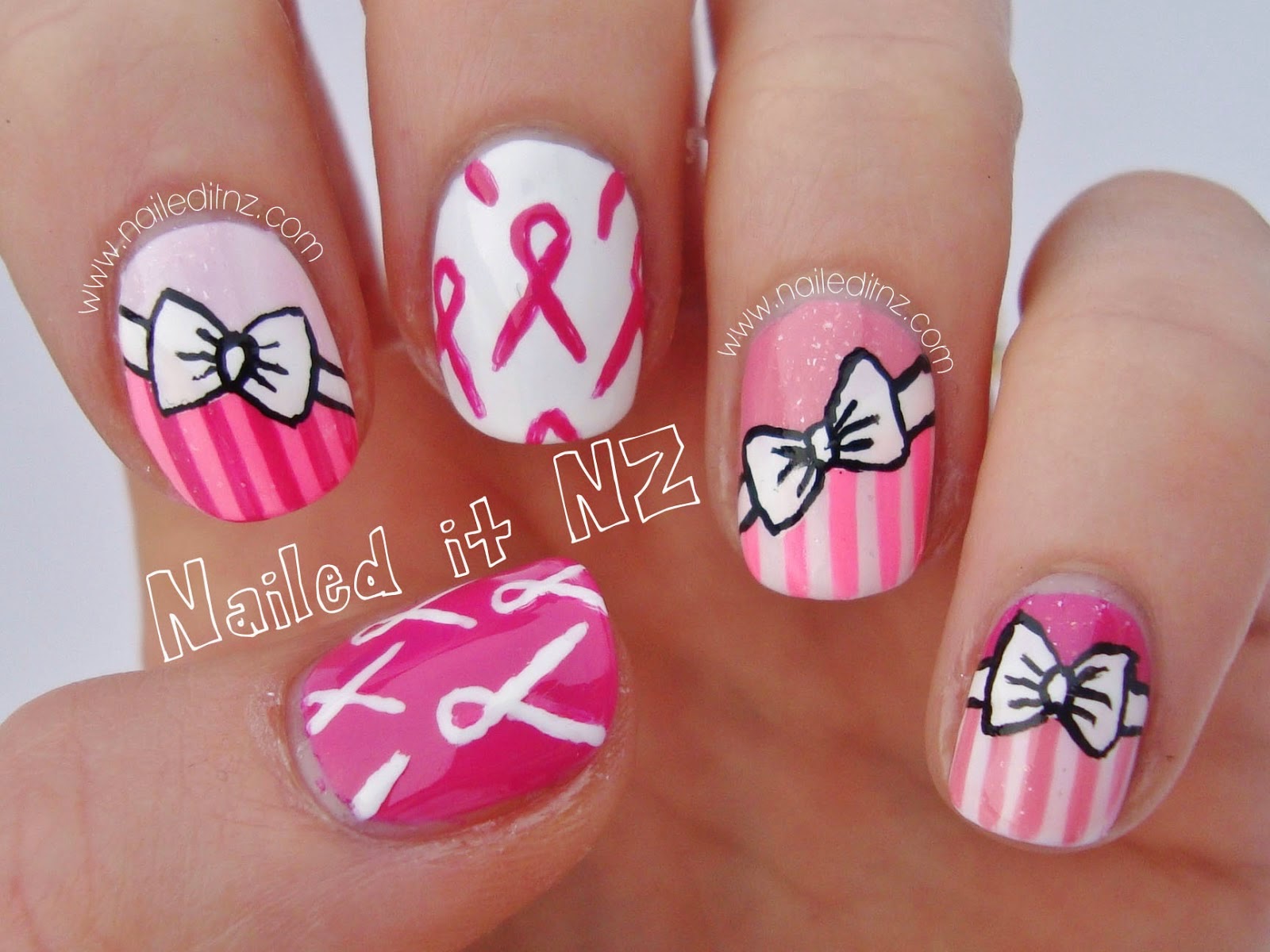 Pink Ribbon Nail Art Breast Cancer Awareness
