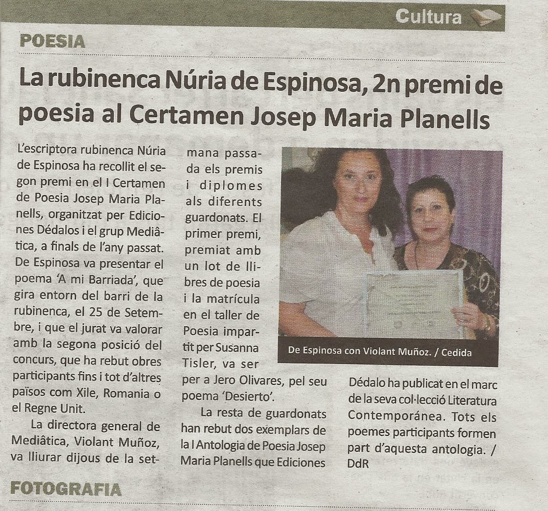 DEL CERTAMEN DE POESÍA JOSEP PLANELLS 2014