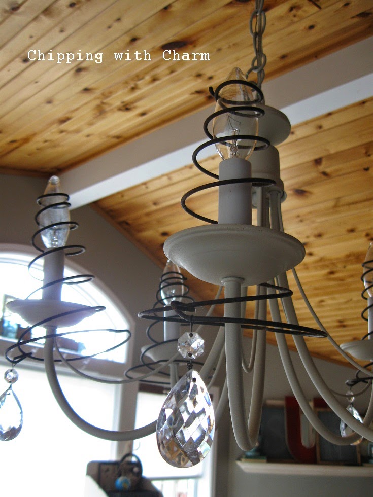 Chipping with Charm:  Springs for Chandelier "Shades"...http://www.chippingwithcharm.blogspot.com/