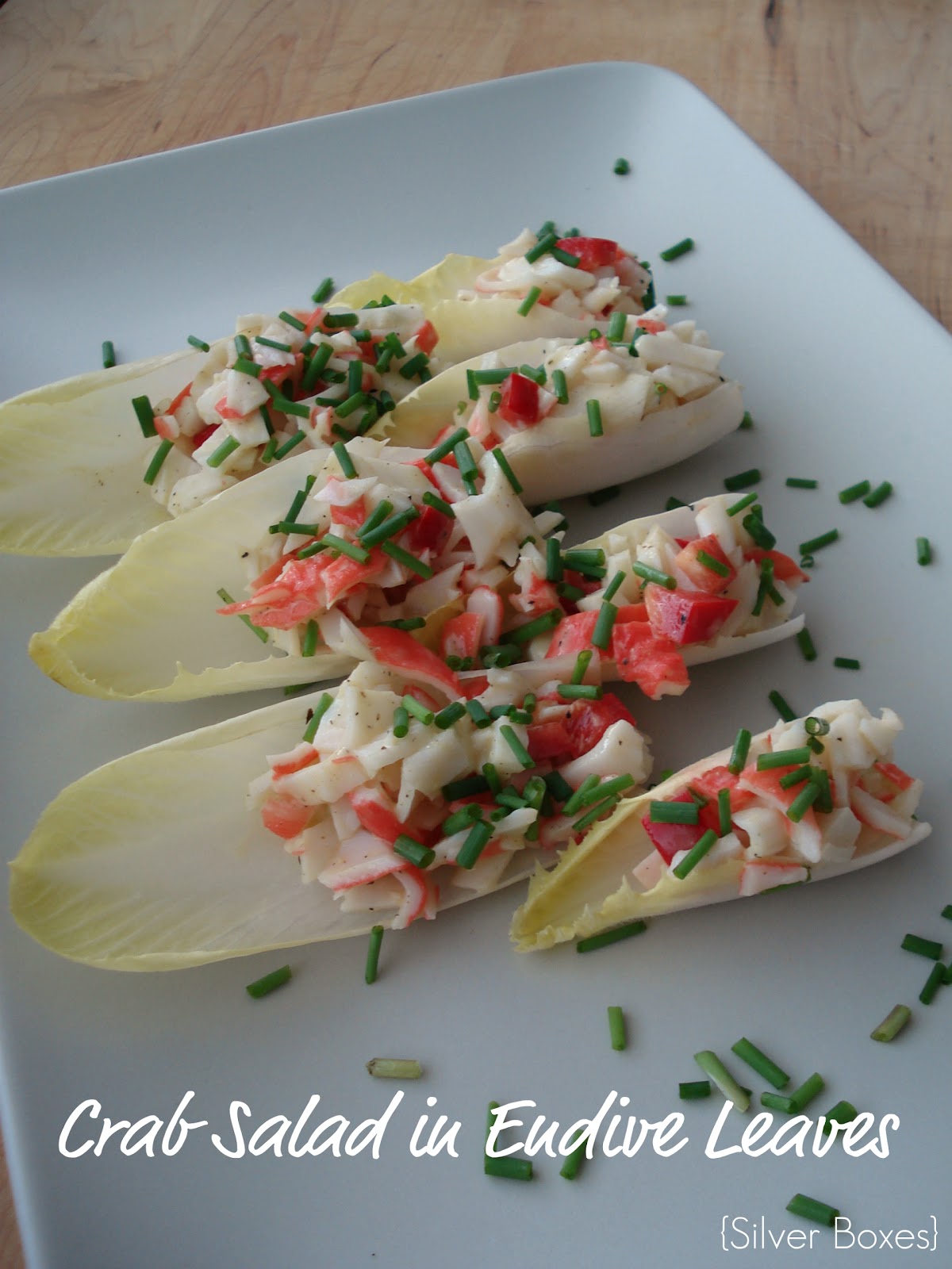 Silver Boxes Crab Salad in Endive Leaves