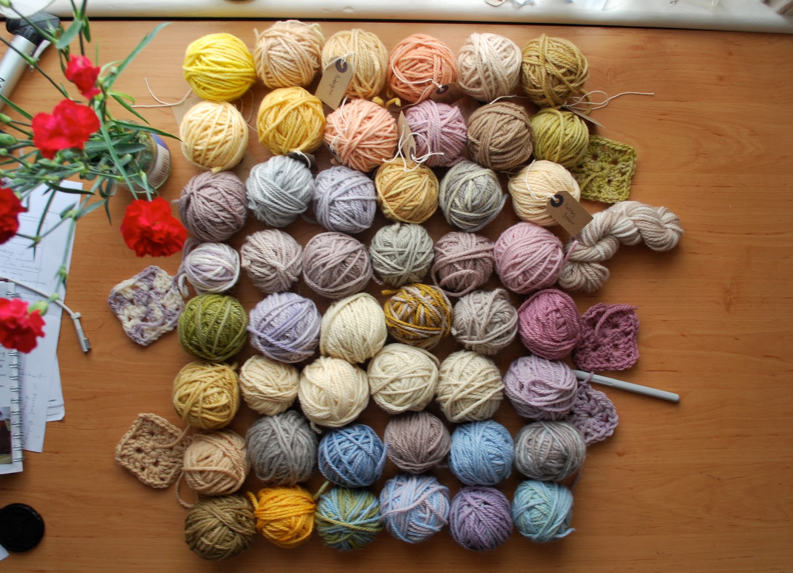 Naturally dyed yarn.