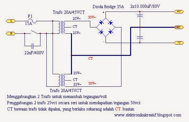 Audio Kreatif Teknik penggabungan 2 trafo secara seri