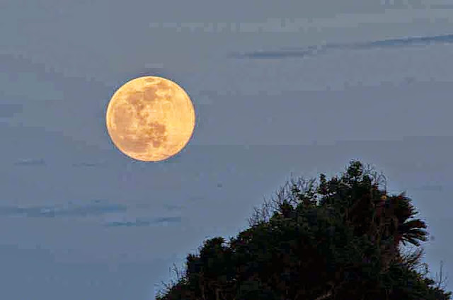 full moon, rock formation