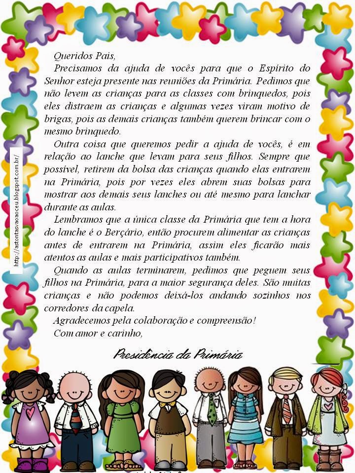 As Tontas Vão Ao Céu: Carta para Pais das Crianças da Primária Falando