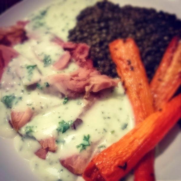 Food Urchin Smoked Ham Hock and Parsley Sauce