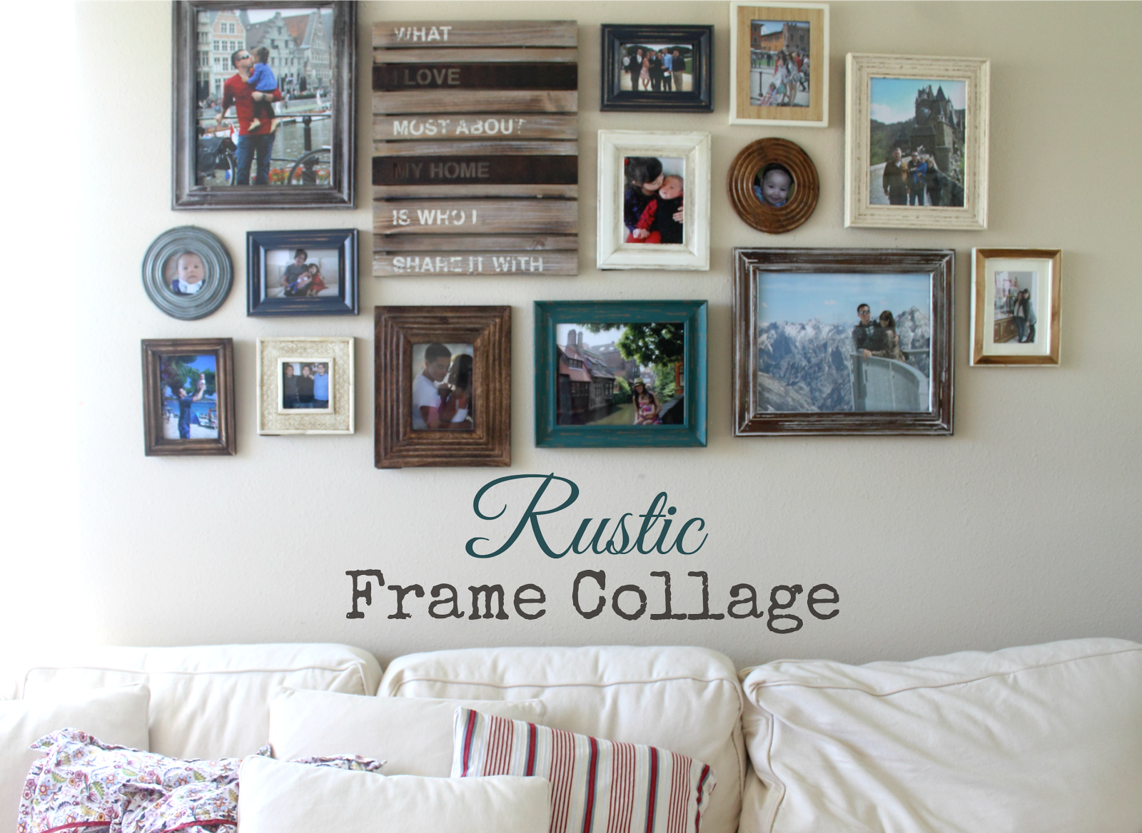 rustic living room wall collage