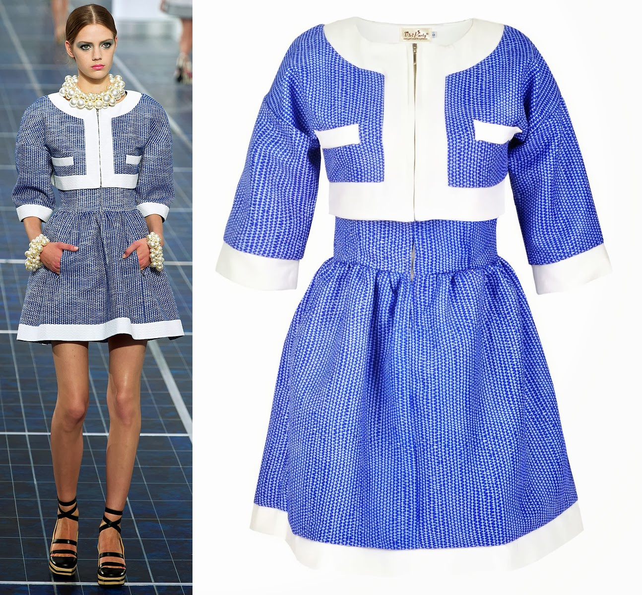GET THE LOOKS SCHOOL GIRL TWEED SET IN BLUE Inspired by Chanel