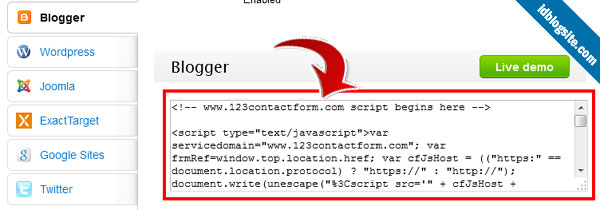 Copy Code script form anda dan pasang di blog Cara Membuat Form Order Pemesanan