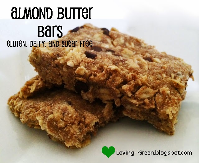 Loving Green Raw Chocolate Chip Almond Butter Bars (Vegan, Gluten Free
