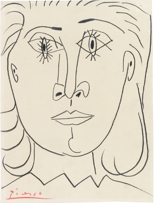 Picasso Line Drawing Face : An invitation to gaze head of a saint dora