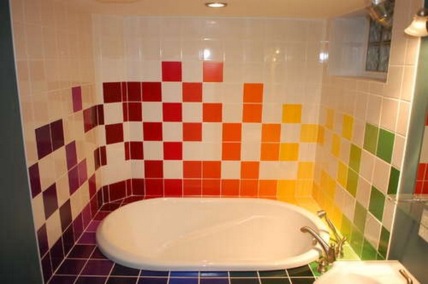 RAINBOW TILES PAINT IDEAS FOR BATHROOMS