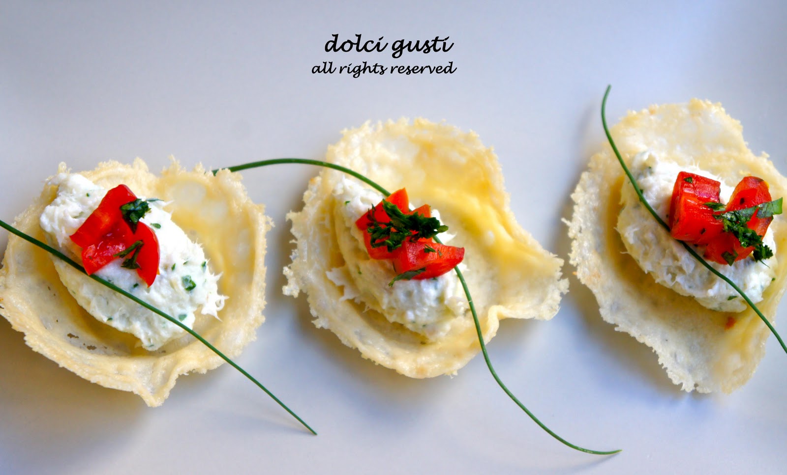 chocolate and cakes salt cod mousse on polentine and Parmisan coupelles