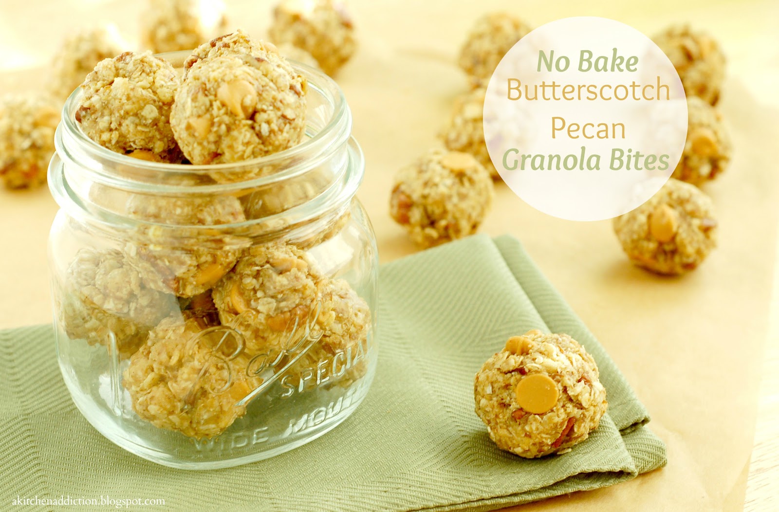 No Bake Butterscotch Pecan Granola Bites A Kitchen Addiction
