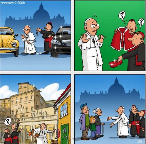 Papst Franziskus Bescheidenheit Comic lustig
