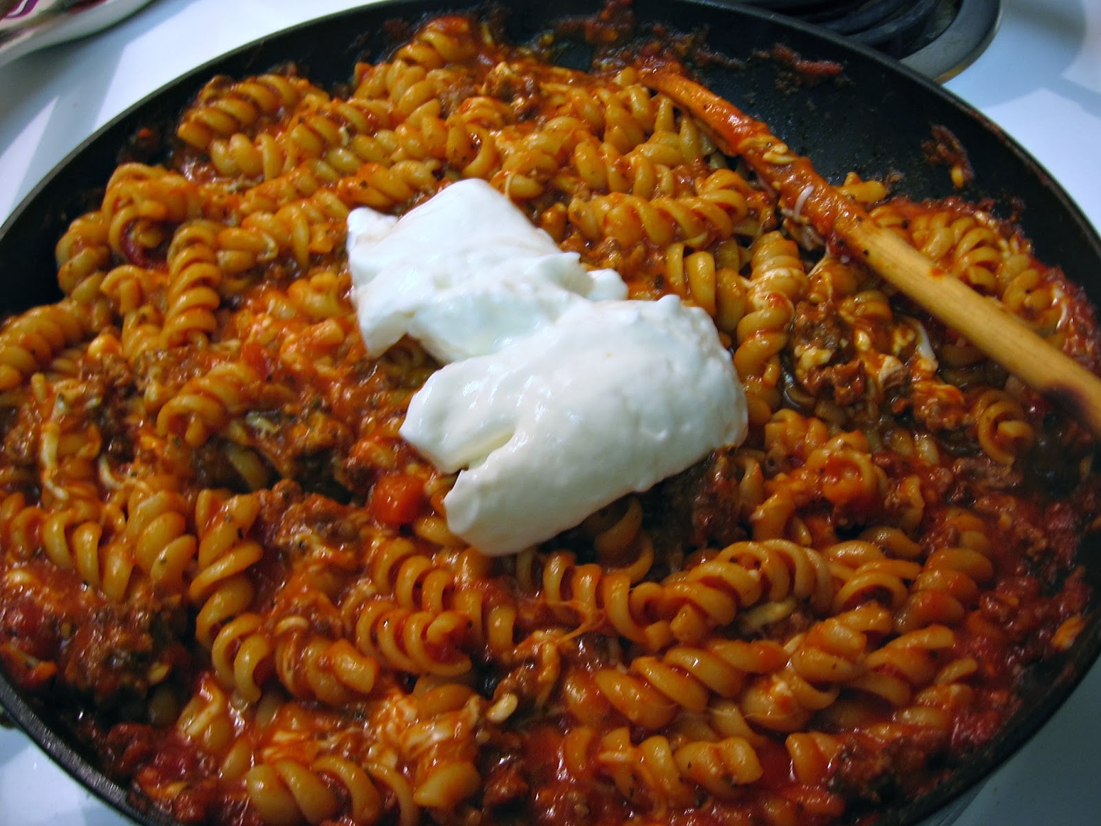 Slice of Southern Rotini Skillet Lasagna