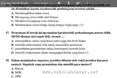 Soal dan Kunci Jawaban UKG 2015 Guru Kelas SD