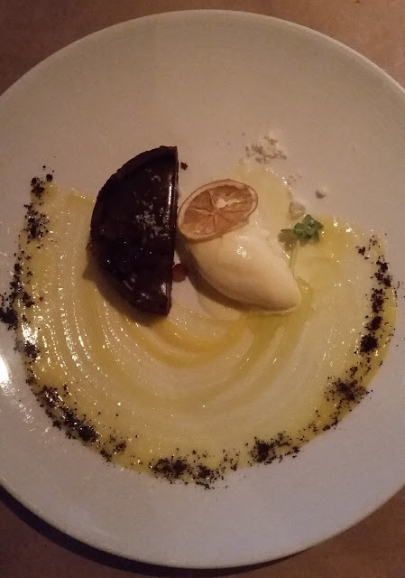 Chocolate Tart with Olive Oil Ice cream from the Ravenous Pig Winter Park Fl