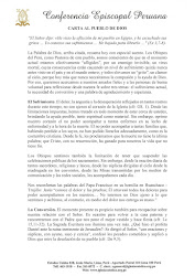 Carta de los Obispos del Perú al pueblo de Dios  en esta etapa de la pandemia