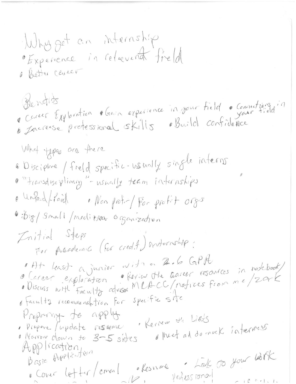 Internship Orientation Notes