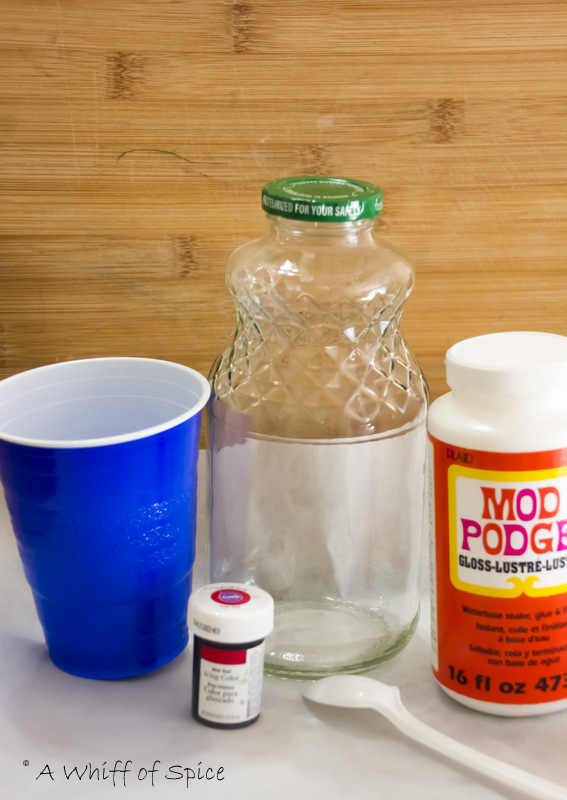 DIY Craft Painting Mason Jars with Mod Podge and Food Color Step by