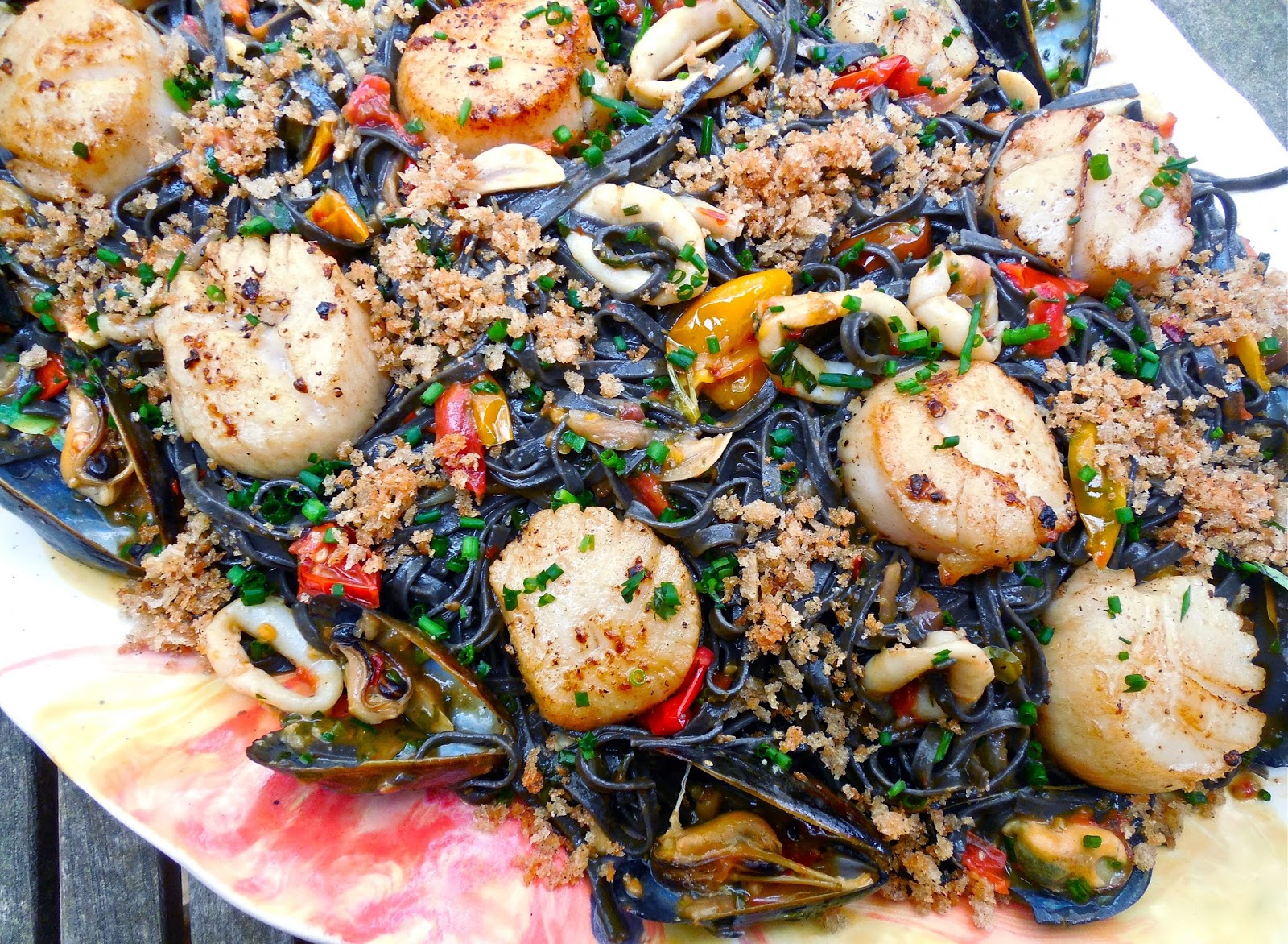 Haute + Heirloom Date Night Squid Ink Pasta with Calamari, Mussels