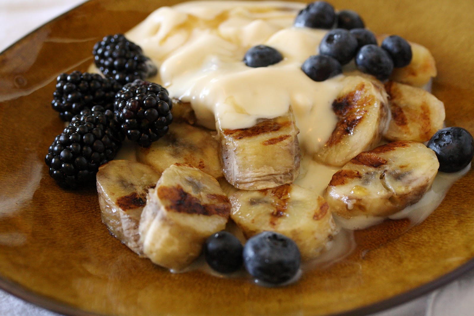 Grilled Bananas with Maple Creme Fraiche Saving Room for Dessert