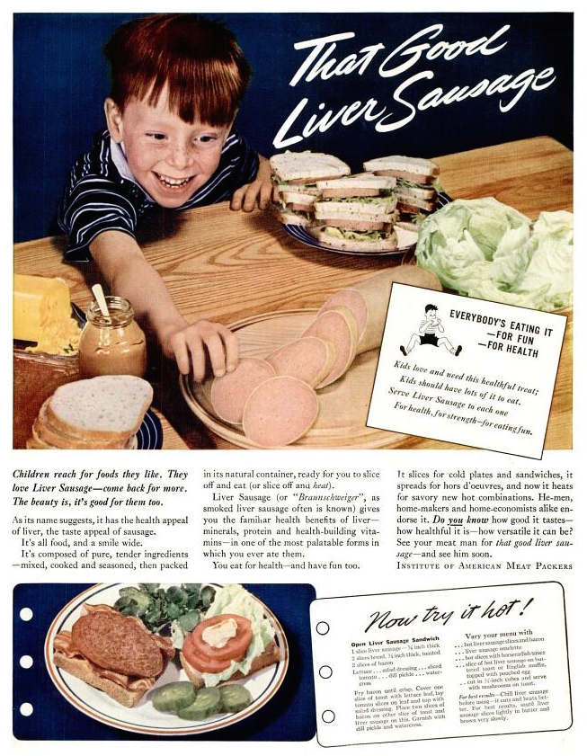 Orange Crate Art Liverwurst “For health, for strength — for eating fun”