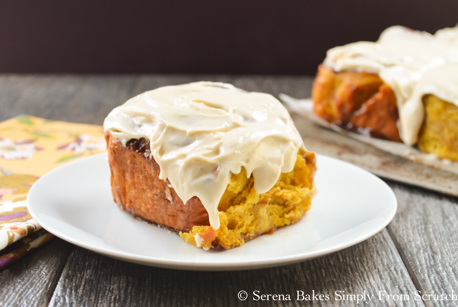 Pumpkin Cinnamon Rolls With Maple Cream Cheese Frosting Serena Bakes