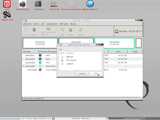 Saindo do GParted