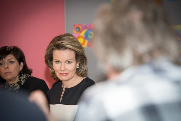 Queen Mathilde of Belgium, Federation Wallonia - Brussels Minister of Compulsory Education, School Buildings, Childhood and Culture, Joelle Milquet and Namur province governor Denis Mathen visited the Saint-Joseph school in Couvin