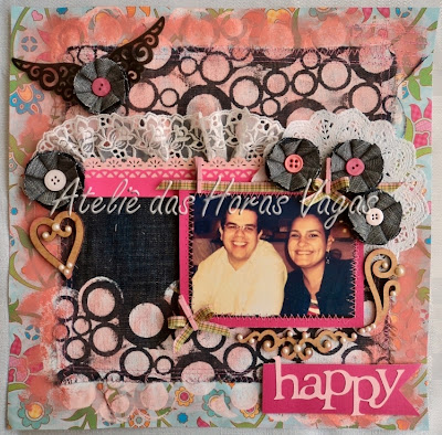 scrapbook jeans mixed media happy