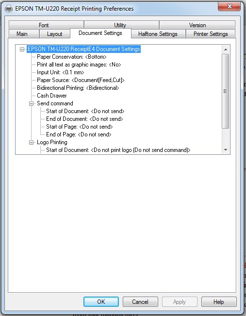 Settings to open or eject CASH Drawer the red wire
