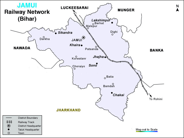 Jamui In Bihar Map Rail-Map-India: Jamui_Railway_Map