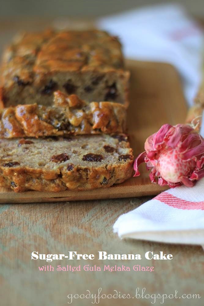 GoodyFoodies Recipe Sugarfree Banana Cake with Salted Gula Melaka Glaze