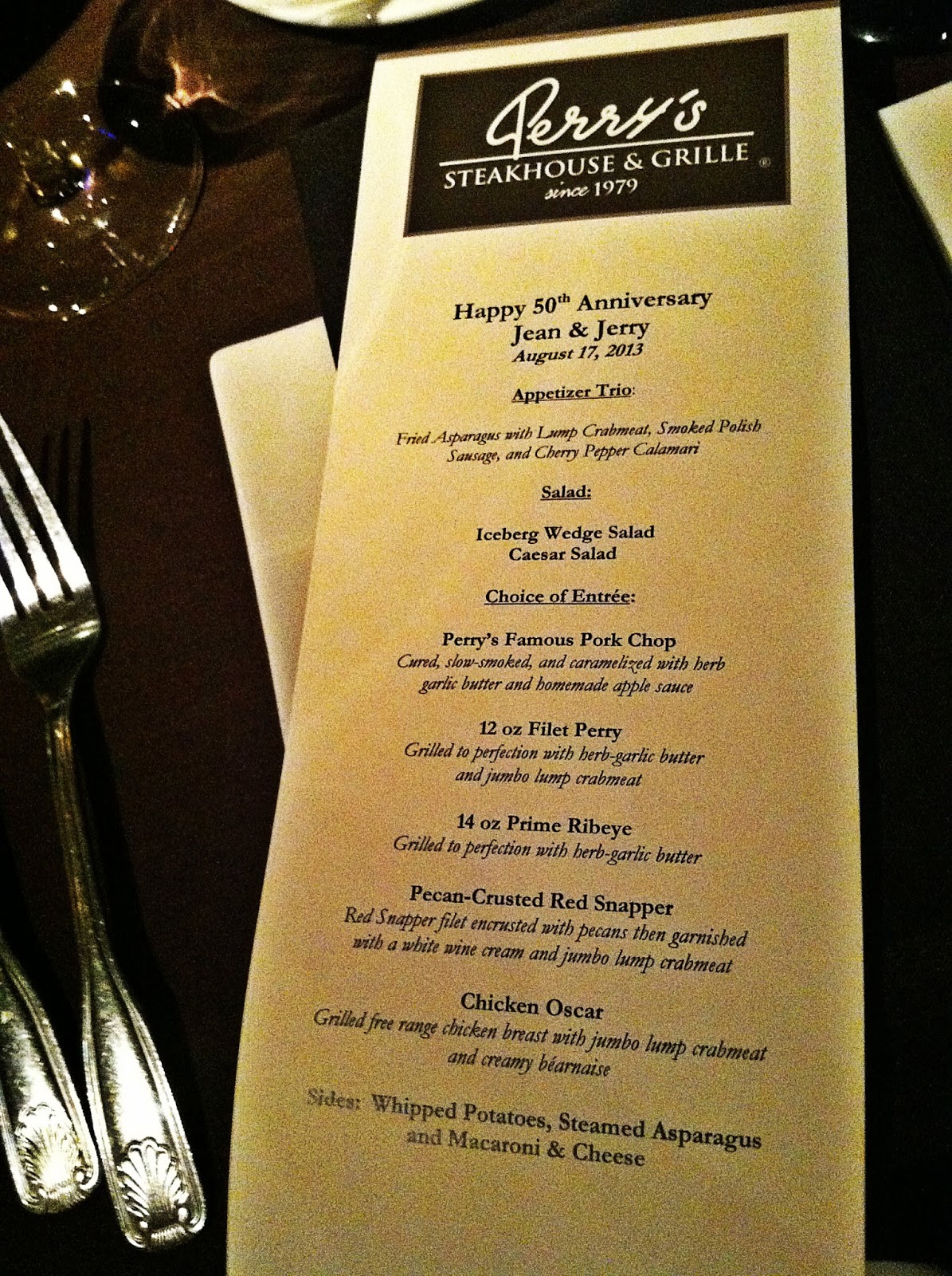 A Celebration of 50 Years of Love at Perry's Steakhouse Adventures in