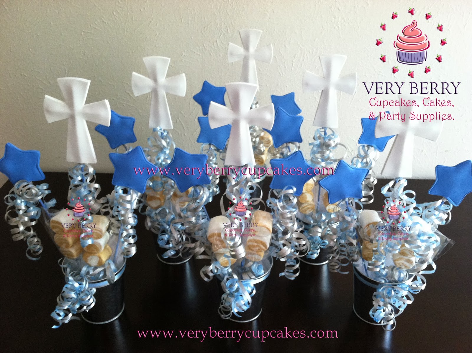 Veryberry Cupcakes BOY BAPTISM EVA FOAM CENTERPIECES