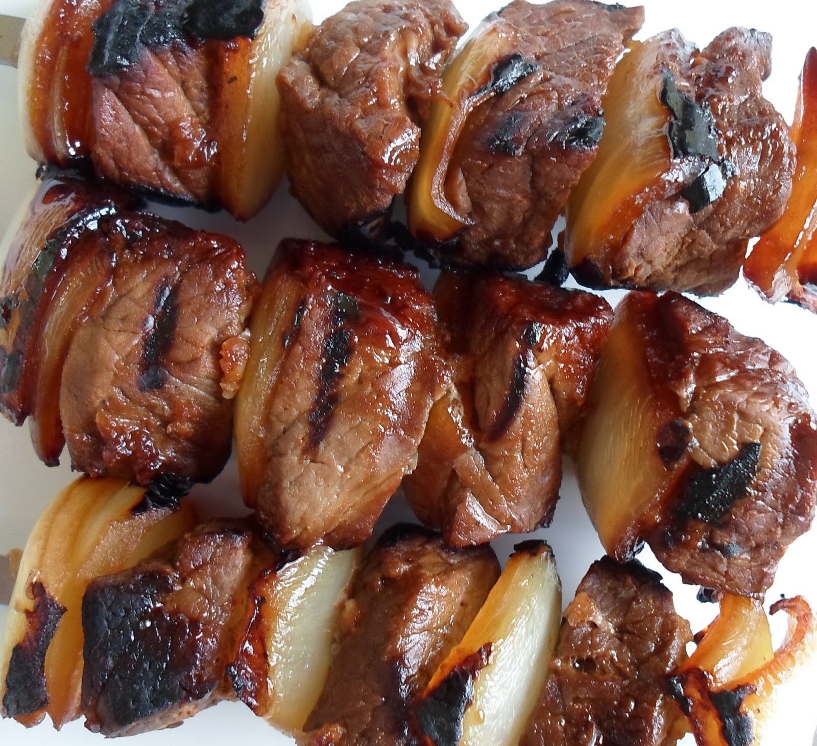 Happier Than A Pig In Mud Sweet and Spicy Beef Kabobs Outdoors or on