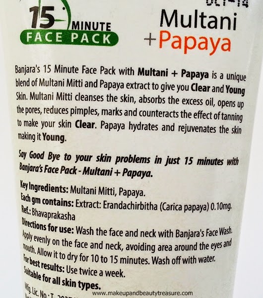 best makeup beauty mommy blog of india Banjara’s Multani & Papaya Face