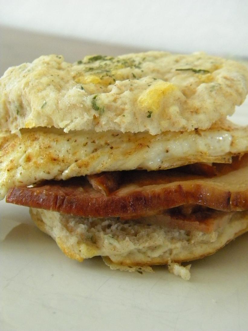 Hot Mess Cooking Cheddar Ranch Buttermilk Biscuit Breakfast Sandwich