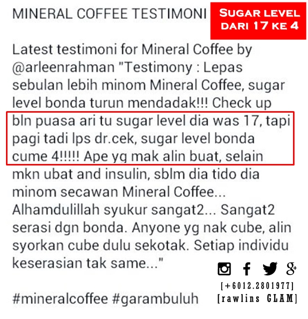 Mineral Coffee, Testimoni, Sihat, Migrain, Kencing Manis, Diet, byrawlins, murah, Garam buluh, tenaga,